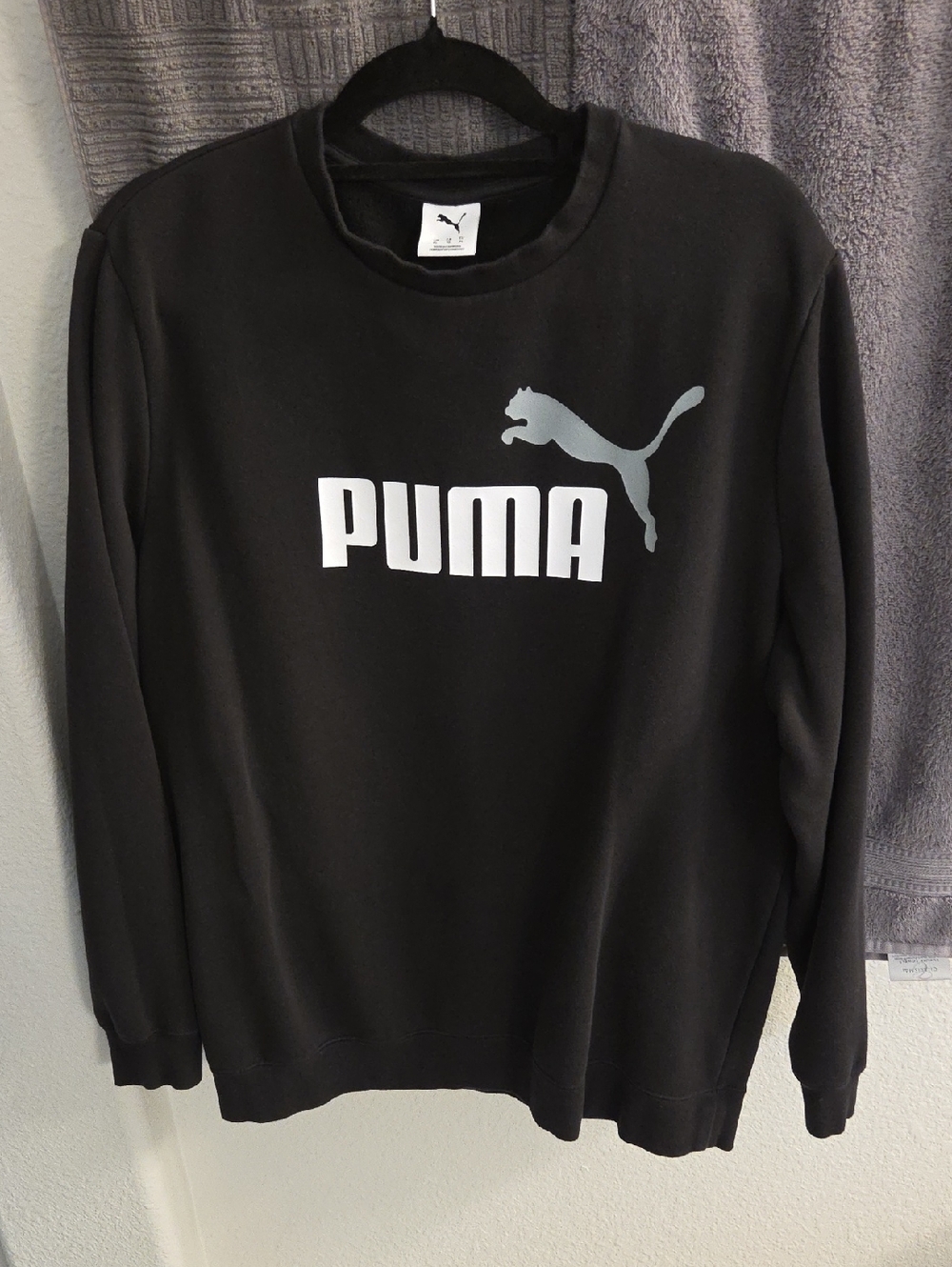 Puma Black Crewneck Sweatshirt with White Logo